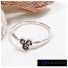Smokey Cut G - SFJ906-Classic Light Weight Cut Gemstone Trilogy Ring 925 Sterling Silver