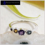 Amethyst, Citrine, Blue Topaz & Garnet Cut I - SFJ904-Solid 925 Sterling Silver Light Weight Adjustable Midi Ring Four Cut Gemst