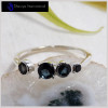 London Blue Topaz Cut O - SFJ904-Solid 925 Sterling Silver Light Weight Adjustable Midi Ring Four Cut Gemstone