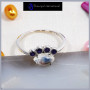Rainbow Moonstone Cab & Amethyst Cut L - SFJ903-Amazing Design Cut Gemstone Light Weight Tiny Ring 925 Sterling Silver