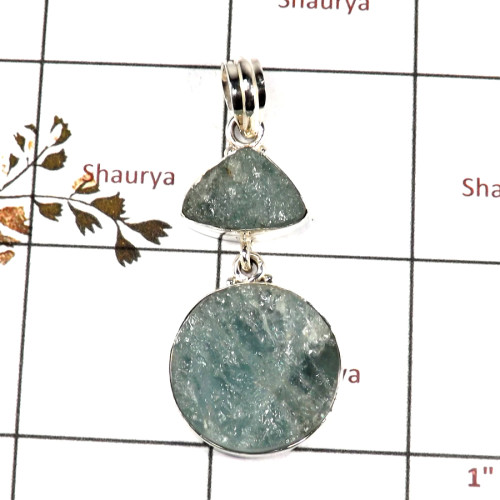 Aquamarine Rough B - RPP972-Solid 925 Sterling Silver Rough Gemstone Pendant Handmade Wholesale Collection
