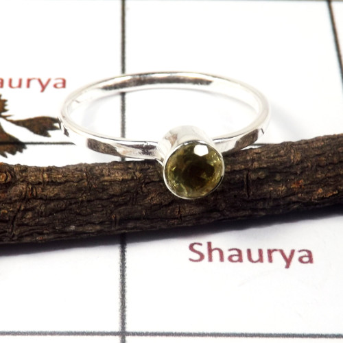 Lemon Cut H - STK939-Solid 925 Sterling Silver Cut Gemstone Light Weight Stacking Ring