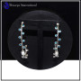 Pearl Cab & Blue Topaz Cut O - SDE703-Party Look Statement Long Designer Earrings Cut & Cab Gemstone 925 Sterling Silver