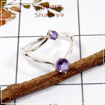 Amethyst Cut G - SFJ902-Amazing Cut Two Gemstone Light Weight Ring Solid 925 Sterling Silver