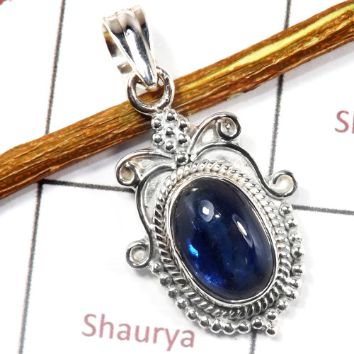 Kyanite Cab A - SSP833-Solid 925 Sterling Silver Fabulous Cab Gemstone Designer Pendant