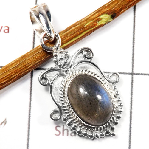 Labradorite Cab C - SSP833-Solid 925 Sterling Silver Fabulous Cab Gemstone Designer Pendant