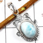 Larimar Cab I - SSP833-Solid 925 Sterling Silver Fabulous Cab Gemstone Designer Pendant