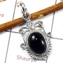 Black Onyx Cab O - SSP833-Solid 925 Sterling Silver Fabulous Cab Gemstone Designer Pendant