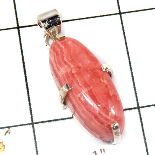 Rhodochrosite Cab A - SPS901-Beautiful Collection Cab Gemstone Prong Setting Pendant 925 Sterling Silver