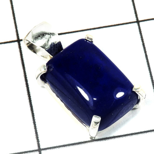 Lapis Cab O - SPS901-Beautiful Collection Cab Gemstone Prong Setting Pendant 925 Sterling Silver