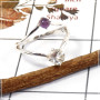 Crystal Cut & Amethyst Cab C - SFJ901-Gorgeous Look Two Gemstone Light Weight Ring 925 Sterling Silver