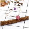 Pink Tourmaline Cab & Amethyst Cut I - SFJ901-Gorgeous Look Two Gemstone Light Weight Ring 925 Sterling Silver