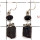 Black Tourmaline Rough & Black Onyx Cab B - SPE813-Party Wear Rough Stone 925 Silver Plain Setting Earrings Handmade Collection