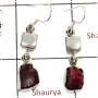 Pink Tourmaline Rough, Pearl Cab D - SPE813-Party Wear Rough Stone 925 Silver Plain Setting Earrings Handmade Collection