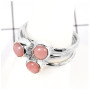 Pink Opal Cab A - STK932-Gorgeous Look Cab & Cut Three Stone Stacking Ring 925 Sterling Silver