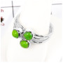 Green Turquoise Cab C - STK932-Gorgeous Look Cab & Cut Three Stone Stacking Ring 925 Sterling Silver