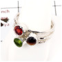 Garnet, Peridot Cut & Tiger Eye Cab C - STK931-Party Look Semiprecious Cut Gemstone Stacking Ring 925 Sterling Silver