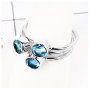 Blue Topaz Cut E - STK931-Party Look Semiprecious Cut Gemstone Stacking Ring 925 Sterling Silver