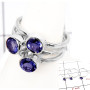 Iolite Cut O - STK931-Party Look Semiprecious Cut Gemstone Stacking Ring 925 Sterling Silver