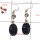 Flat Druzy & Crystal Cut F - SPE811-Sparkling Black Flat Druzy Stone 925 Silver Plain Setting Earrings