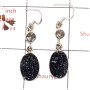 Flat Druzy & Crystal Cut F - SPE811-Sparkling Black Flat Druzy Stone 925 Silver Plain Setting Earrings