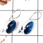 Blue Apatite Cab B - SPE807-Solid 925 Sterling Silver Blue Apatite Cab Gemstone Dangle Earrings