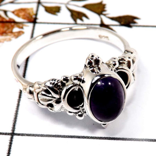 Amethyst Cab O - BDR951-Stunning Cab Gemstone Light Weight Ring 925 Sterling Silver Amethyst Cab O - BDR951-Stunning Cab Gemstone Light Weight Ring 925 Sterling Silver