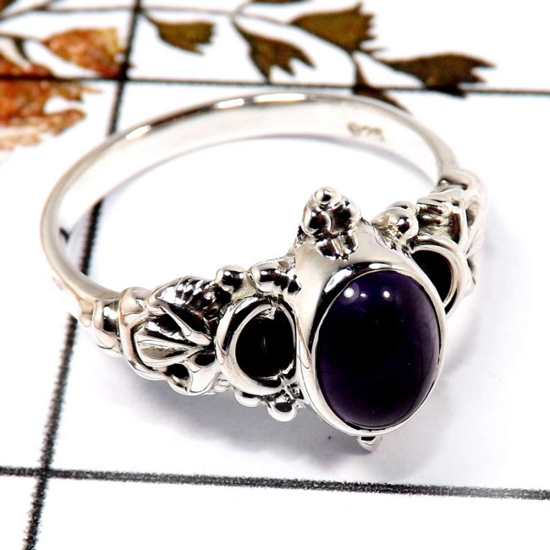 Amethyst Cab O - BDR951-Stunning Cab Gemstone Light Weight Ring 925 Sterling Silver Amethyst Cab O - BDR951-Stunning Cab Gemstone Light Weight Ring 925 Sterling Silver