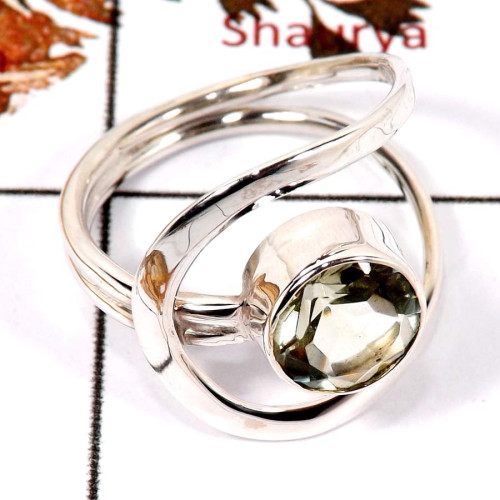 Green Amethyst Cut E - SDR581-Solid 925 Sterling Silver Designer Ring Handmade Cut Gemstone Green Amethyst Cut E - SDR581-Solid 925 Sterling Silver Designer Ring Handmade Cut Gemstone
