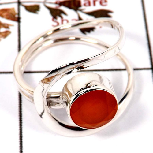 Carnelian Cut O - SDR581-Solid 925 Sterling Silver Designer Ring Handmade Cut Gemstone Carnelian Cut O - SDR581-Solid 925 Sterling Silver Designer Ring Handmade Cut Gemstone