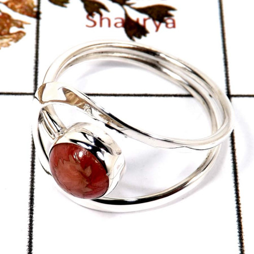 Rhodochrosite Cab A - SDR580-Indian Factory Made Cab Gemstone Designer Ring 925 Sterling Silver