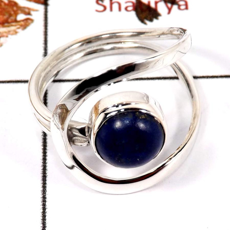 Lapis Cab D - SDR580-Indian Factory Made Cab Gemstone Designer Ring 925 Sterling Silver Lapis Cab D - SDR580-Indian Factory Made Cab Gemstone Designer Ring 925 Sterling Silver