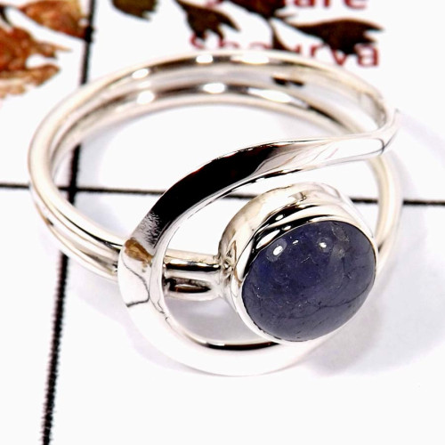 Tanzanite Cab F - SDR580-Indian Factory Made Cab Gemstone Designer Ring 925 Sterling Silver