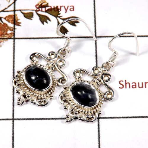 Pietersite Cab C - SDE700-Solid 925 Silver Cab Gemstone Designer Earrings Handmade Collection