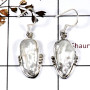 Biwa Pearl C - SDE695-Solid 925 Sterling Silver Designer Dangle Earrings Cab & Cut Gemstone