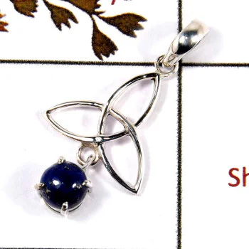 Lapis Lazuli Cab A - SD569-Solid 925 Sterling Silver Trinity Design Earrings With Cab Gemstone Lapis Lazuli Cab A - SD569-Solid 925 Sterling Silver Trinity Design Earrings With Cab Gemstone