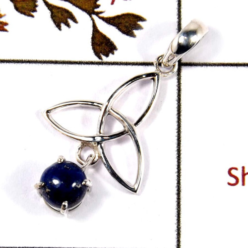 Lapis Lazuli Cab A - SD569-Solid 925 Sterling Silver Trinity Design Earrings With Cab Gemstone Lapis Lazuli Cab A - SD569-Solid 925 Sterling Silver Trinity Design Earrings With Cab Gemstone