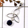Iolite Cut I - SD568-Gorgeous Cut Gemstone Celtic Trinity Design Pendant 925 Sterling Silver