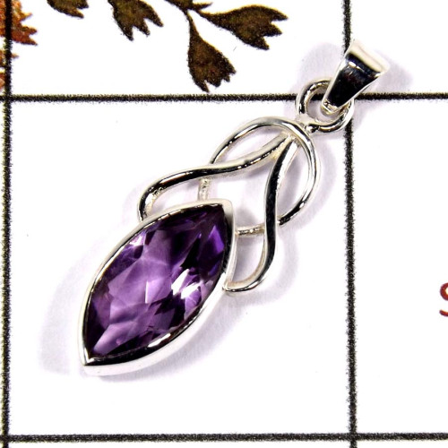 Amethyst Cut B - SD567-Natural Cut Gemstone 925 Silver Designer Light Weight Pendant Amethyst Cut B - SD567-Natural Cut Gemstone 925 Silver Designer Light Weight Pendant