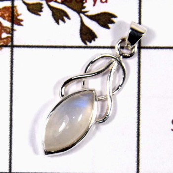 Rainbow Moonstone Cab D - SD566-Part Wear Cut Gemstone Designer Pendant 925 Sterling Silver Rainbow Moonstone Cab D - SD566-Part Wear Cut Gemstone Designer Pendant 925 Sterling Silver