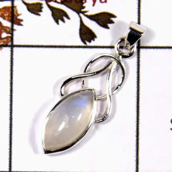 Rainbow Moonstone Cab D - SD566-Part Wear Cut Gemstone Designer Pendant 925 Sterling Silver