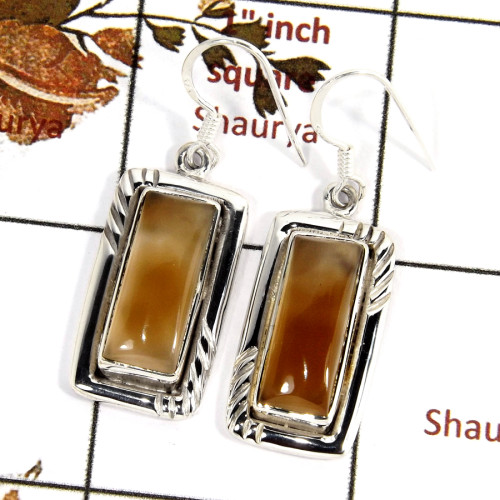 Banded Onyx A - SDE691-Indian Company Made Cab Gemstone Design Earrings 925 Sterling Silver