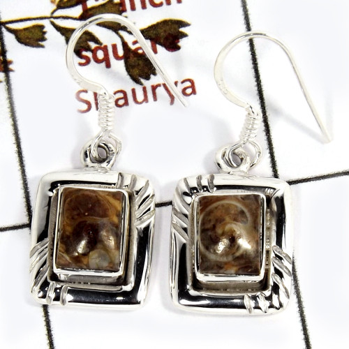 Turtella Jasper Cab H - SDE691-Indian Company Made Cab Gemstone Design Earrings 925 Sterling Silver