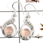 Rose Quartz Cab C - SDE686-Solid 925 Sterling Silver Designer Earrings Semiprecious Gemstone