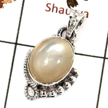 Moonstone Cats Eye Cab F - SSP823-Party Look Handmade Design Gemstone Pendant 925 Sterling Silver