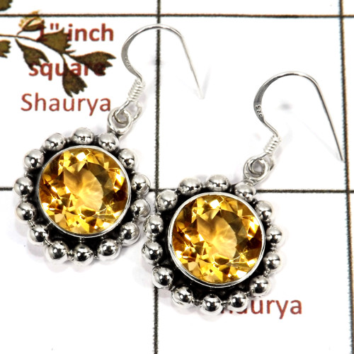 Citrine Cut O - SDE682-925 Sterling Silver Pretty Women Designer Earrings Cut & Cab Semiprecious Stone