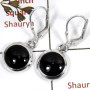 Black Onyx Cab A - SDE681-Indian Factory Made Cut Gemstone Designer Earrings 925 Sterling Silver
