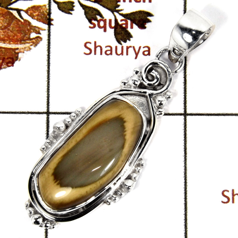 Imperial Jasper Cab E - SD563-Semiprecious Gemstone Designer Pendant Solid 925 Sterling Silver