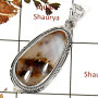 Scenic Dendrite Agate Cab K - SD562-Solid 925 Sterling Silver Designer Heavy Pendant With Cab Gemstone