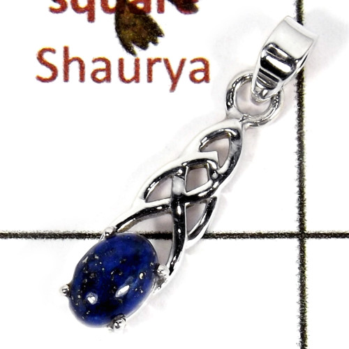 Lapis Cab O - SSP817-Party Wear Celtic Design Light Wight Pendant 925 Sterling Silver Cab Gemstone